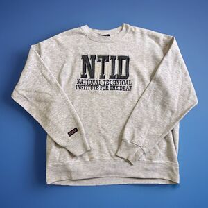JanSport RIT NTID Sweatshirt Men's Size Large Vintage 90s Made USA Gray Blue